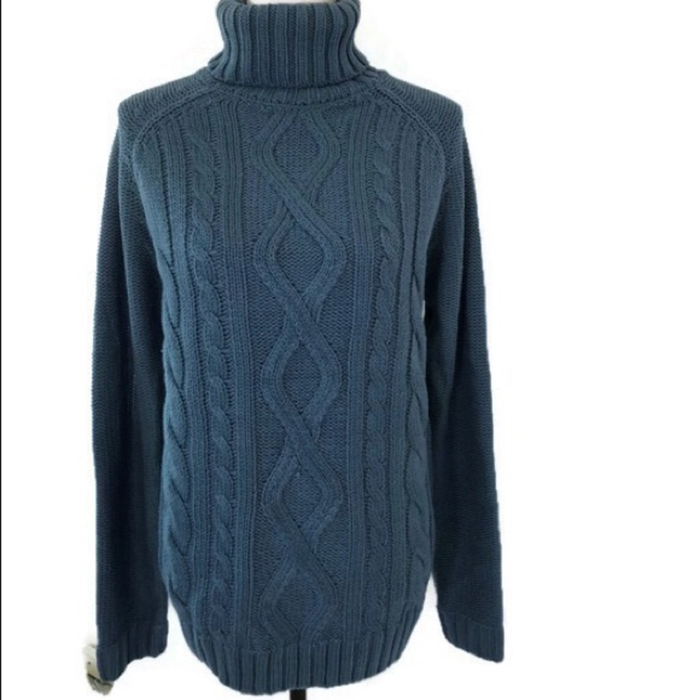 H&M Cable Knit  Blue Knitted Turtleneck